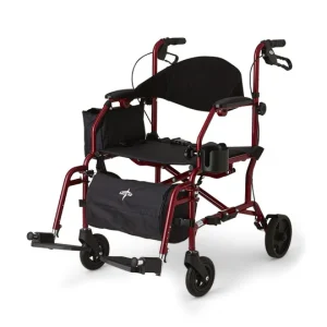 Medline Combination Rollator and Transport Chair, Desk-Length Arms, Swing Away Footrests